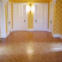 The Versailles oak block floor.